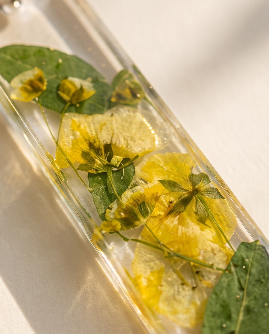 Yellow Pressed Flower Jewelry Set | Resin Necklace and Earrings | Handmade Botanical Gift | Nature Lover Set