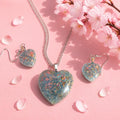Iridescent Glitter Heart Jewelry Set | Resin Heart Necklace and Earrings | Handmade Gift Set |