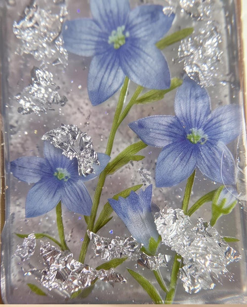 Blue Pressed Flower Resin Necklace | Handmade Botanical Pendant | Silver Chain | Floral Jewelry Gift